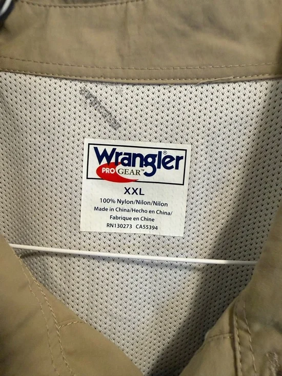Wrangler Pro Gear Men's Khaki Lightweight Vented Fishing Shirt Jacket - Size XXL - Picture 3 of 7